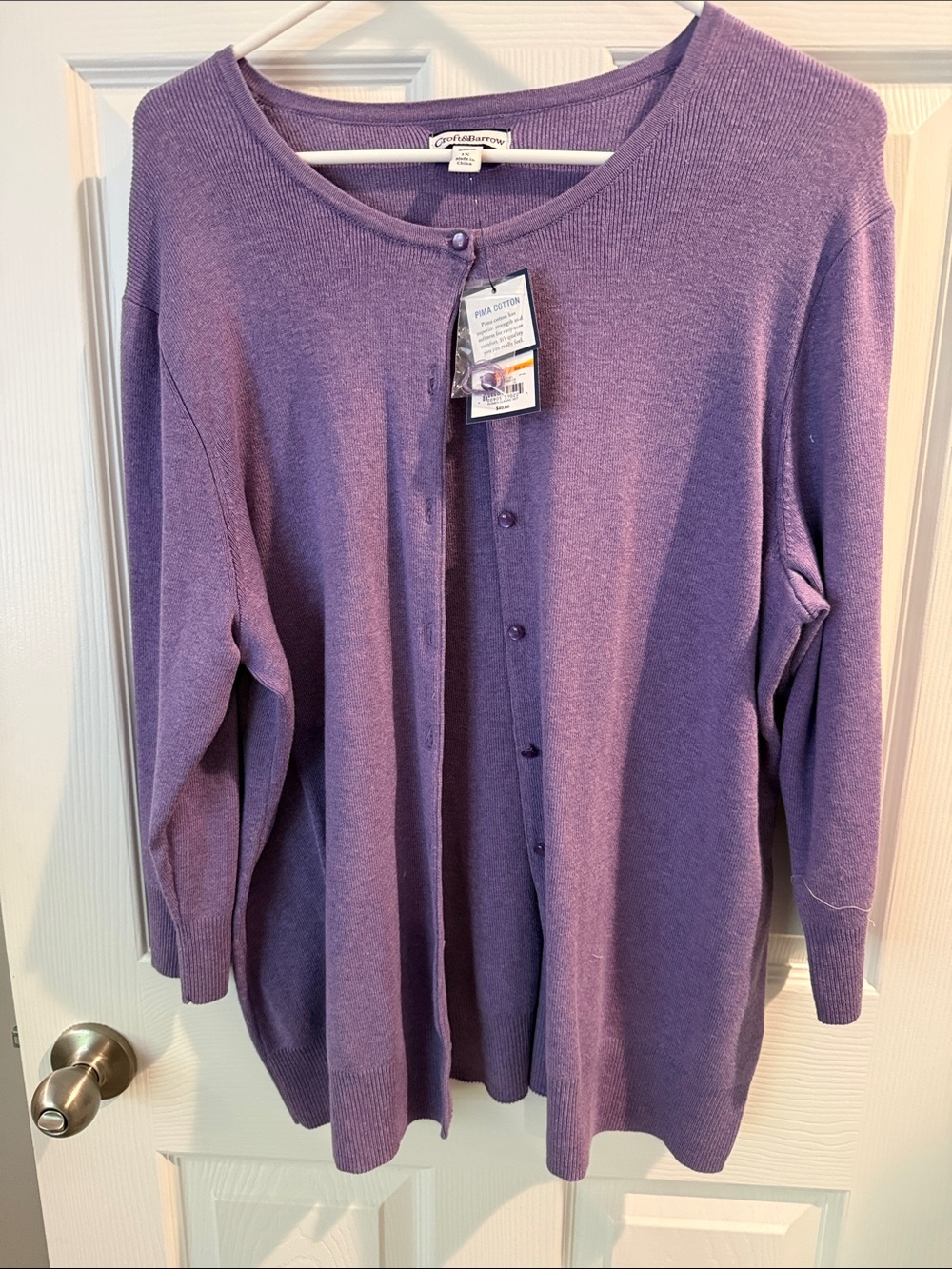 croft & barrow Lavender Purple Button-Up Cardigan